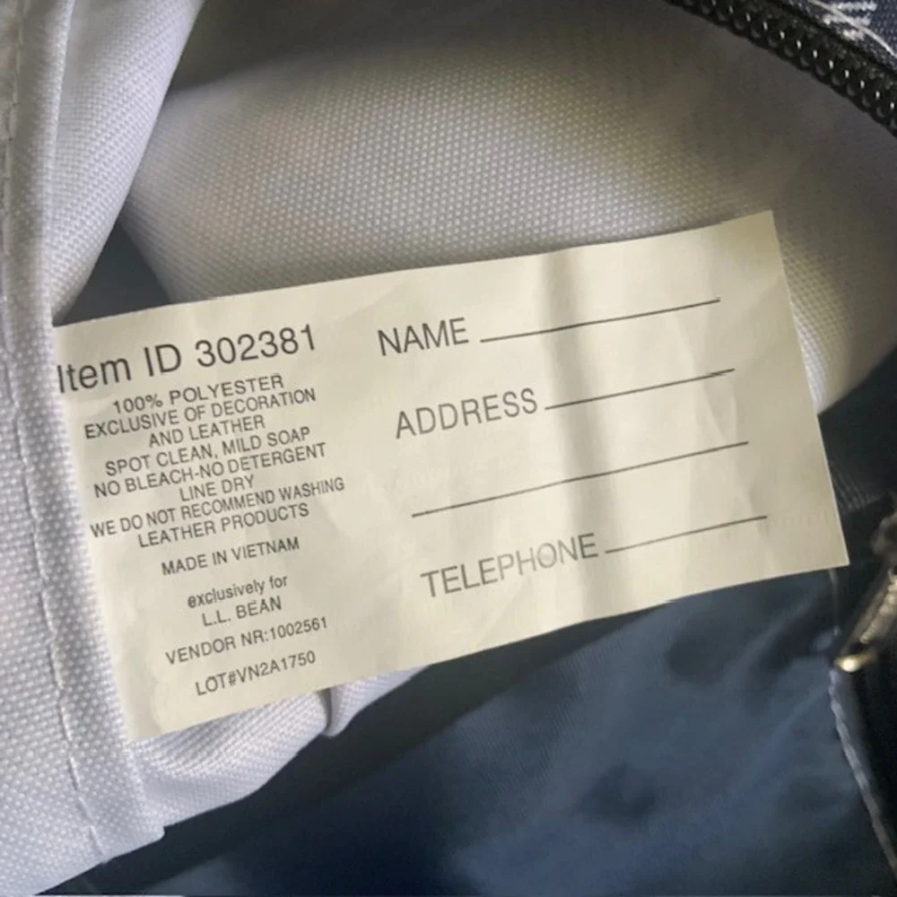 L.L.Bean Navy Plaid Tote Bag Preppy Coastal Travel Everyday Beach Shoulder Bag
